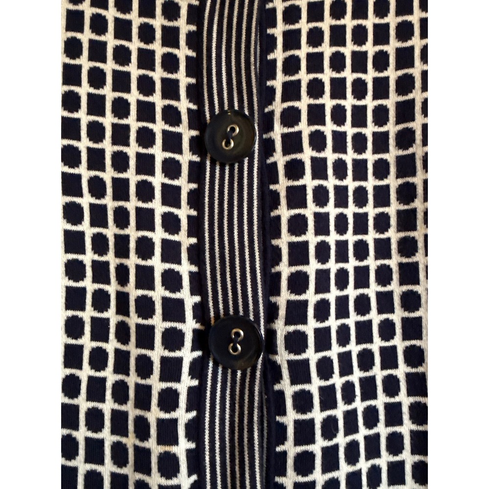 Office Approved Foxcroft Navy Geometric Knit Button Front Cardigan Sweater M - Picture 3 of 6